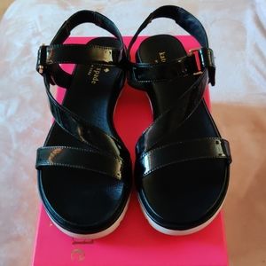 Kate Spade Black Patent Leather Sandals - 'Mckee'